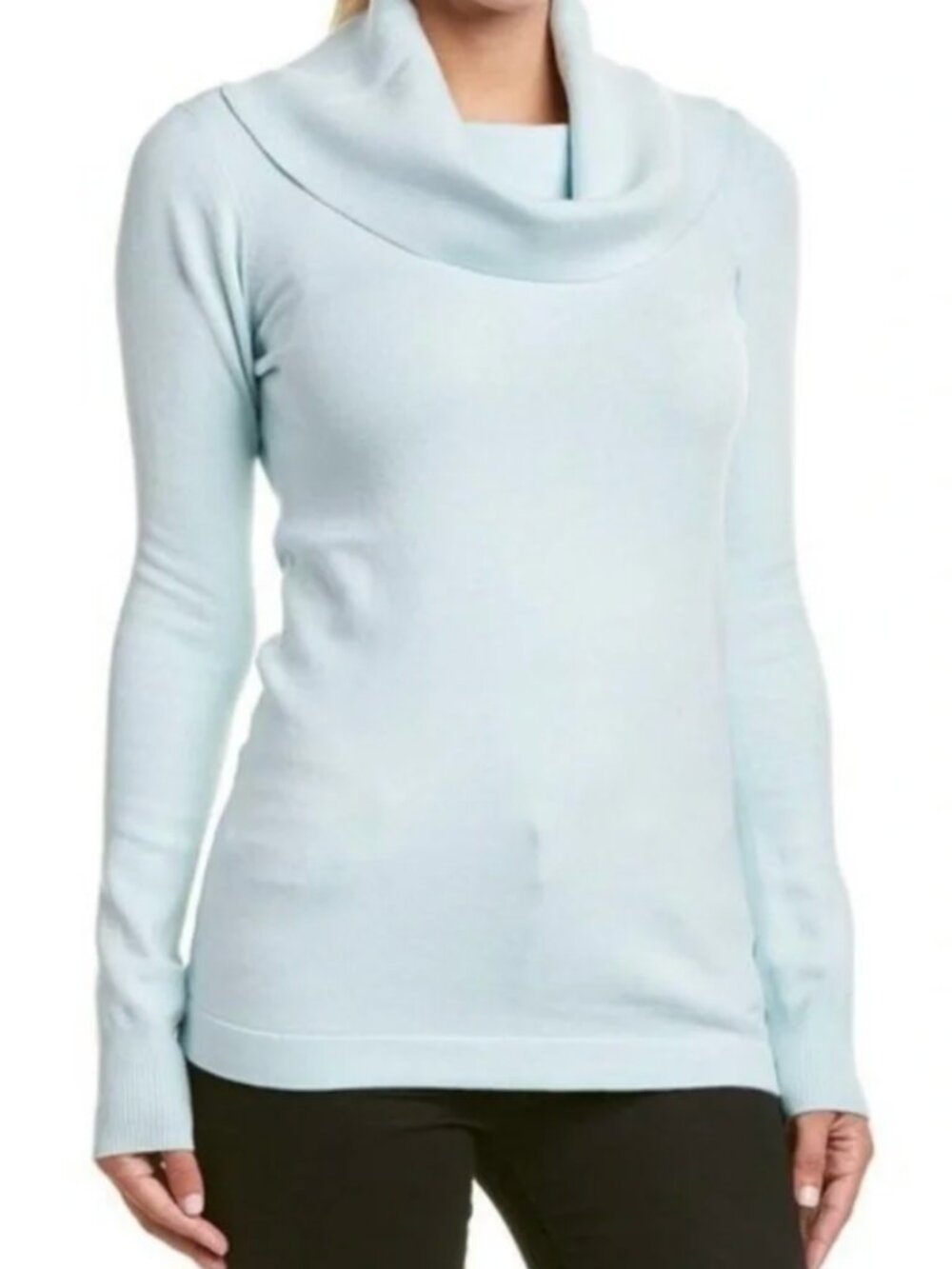 French Connection Light Blue Mint Turtleneck Cowl Longline Sweater